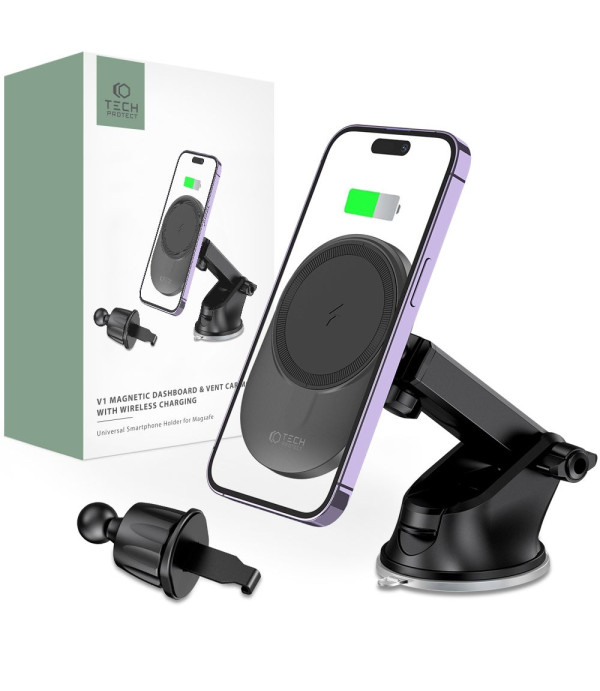 TECH-PROTECT Wireless magnetni auto nosač i punjač 15W