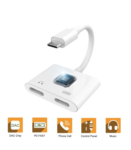  Type C na Type C adapter za slušalice s DAC čipom + utor za punjenje
