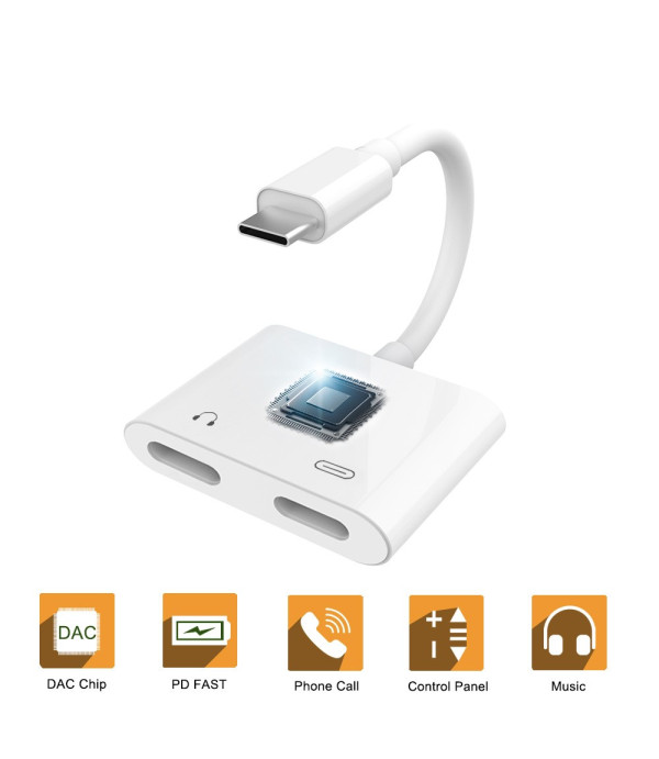  Type C na Type C adapter za slušalice s DAC čipom + utor za punjenje