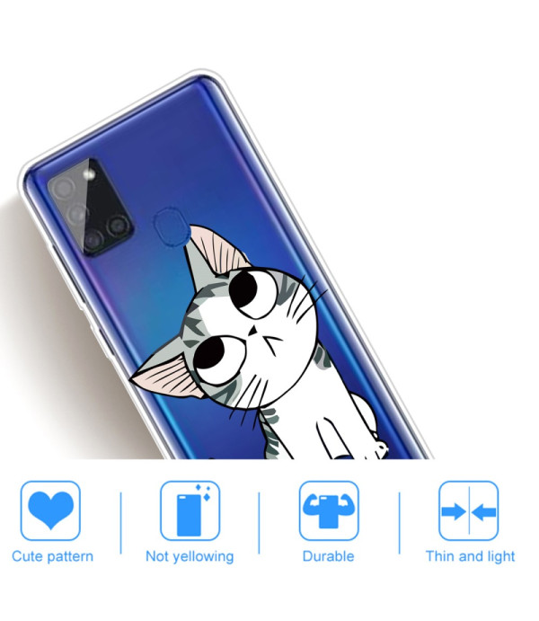Cute Cat dizajn silikonska zaštitna maska Samsung Galaxy A21s