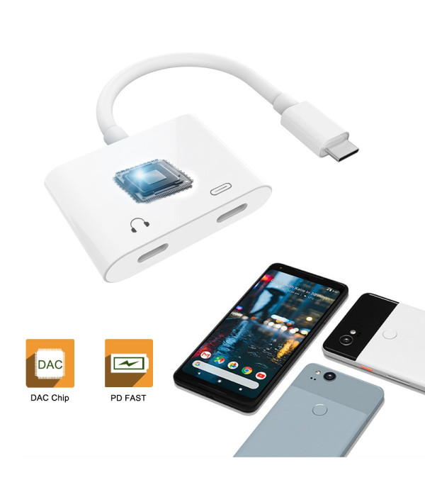  Type C na Type C adapter za slušalice s DAC čipom + utor za punjenje