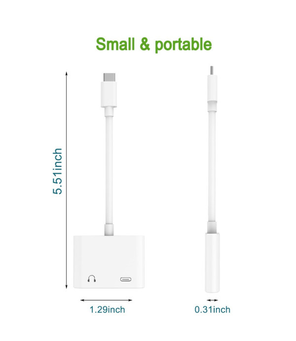  Type C na Type C adapter za slušalice s DAC čipom + utor za punjenje