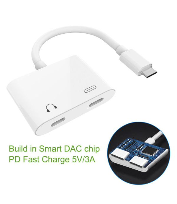  Type C na Type C adapter za slušalice s DAC čipom + utor za punjenje