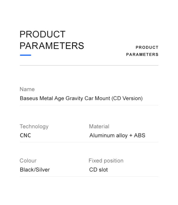 Baseus Metal Age Gravity nosač držač univerzalni za CD utor u automobilu