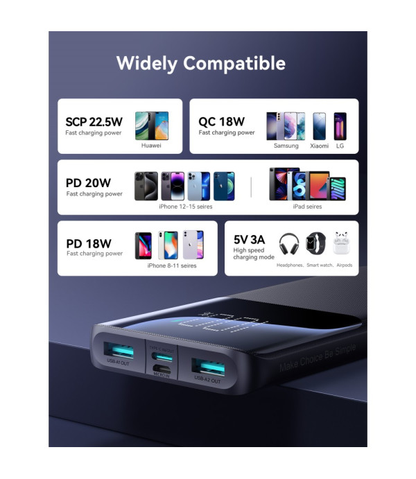 JOYROOM JR-QP191 super brzi punjač s digitalnim zaslonom i baterijom 10000 mAh
