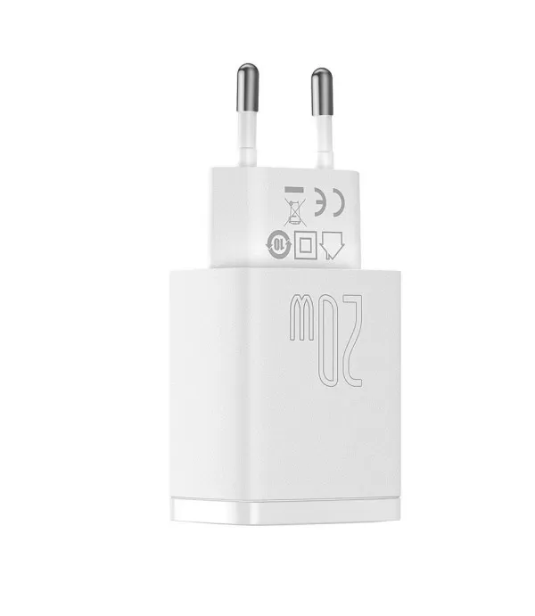 BASEUS Compact brzi punjač s dva priključka USB i Type C 20W adapter