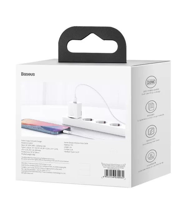 BASEUS Super Si brzi punjač 20W s podatkovnim kabelom Type-C na Lightning 1m