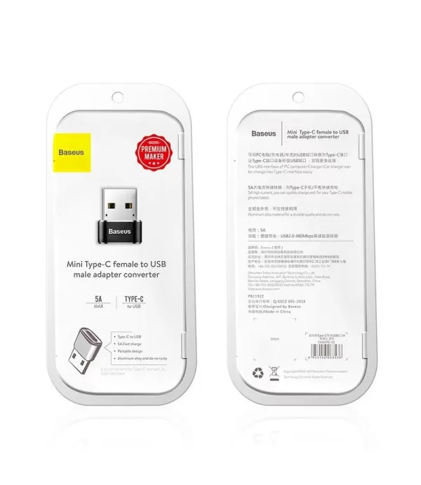 BASEUS USB A muški na Type-c ženski 2.4A mini adapter
