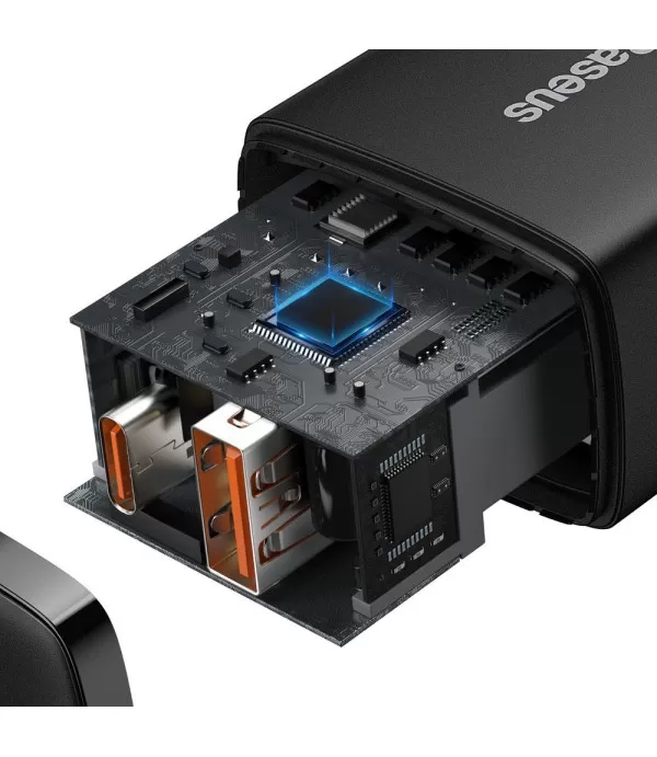BASEUS Compact brzi punjač s dva priključka USB i Type C 20W adapter