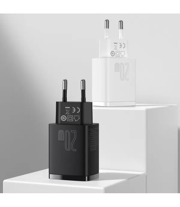 BASEUS Compact brzi punjač s dva priključka USB i Type C 20W adapter