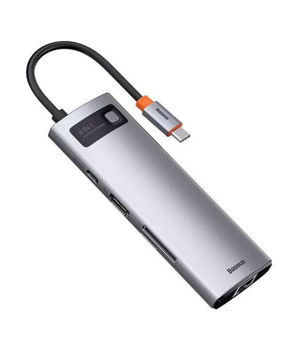 Baseus Metal Gleam Serija Hub 8u1 USB-C + HDMI + USB-C PD + Ethernet RJ45 + microSD/SD