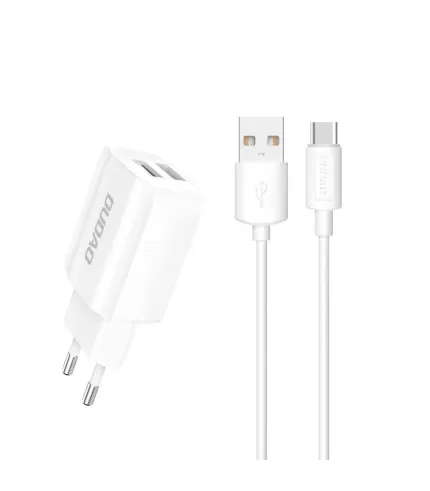 DUDAO kućni punjač adapter dual 2.4A + Type C kabel A2EU