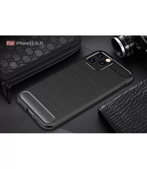 Carbon Brush silikonska zaštitna maskica Apple iPhone 12 Pro Max Carbon Brush silikonska zaštitna maskica Apple iPhone 12 Pro Max