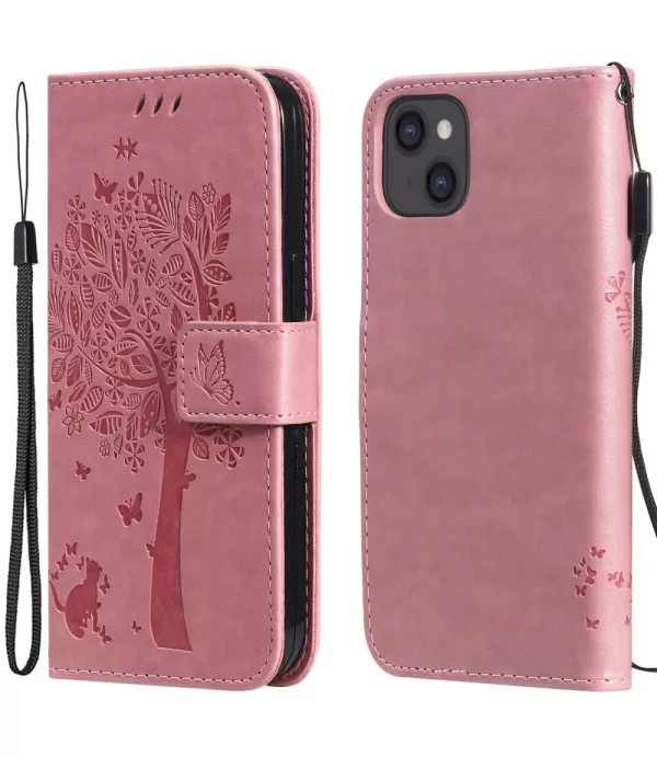 Flower Tower Butterfly Leather Case Cover for iPhone 13