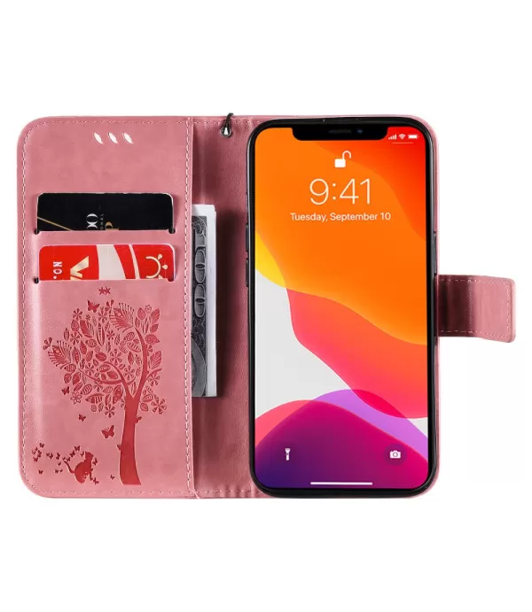 Flower Tower Butterfly Leather Case Cover for iPhone 13