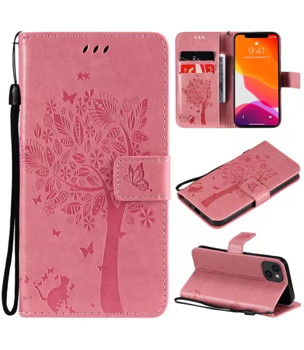 Flower Tower Butterfly Leather Case Cover for iPhone 13