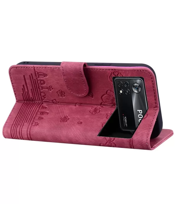 Maca i cvijeće dizajn preklopna zaštitna torbica Xiaomi Pocophone X4 Pro 5G