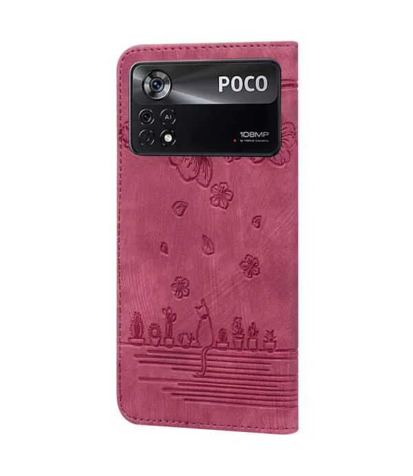 Maca i cvijeće dizajn preklopna zaštitna torbica Xiaomi Pocophone X4 Pro 5G