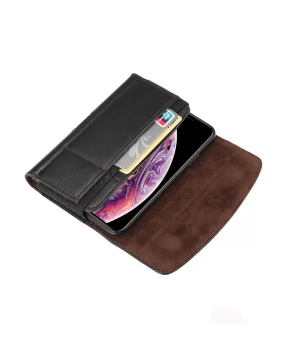 Kožna torbica Apple iPhone XS Max za remen crna