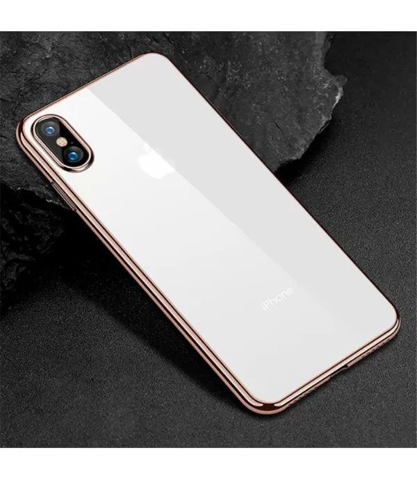Prozirna silikonska maskica iPhone XS zlatni rub