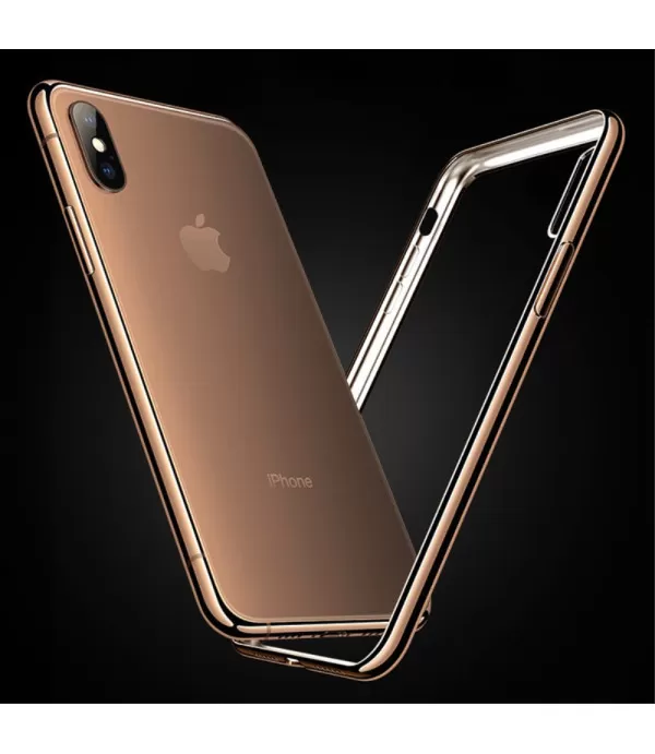 Prozirna silikonska maskica iPhone XS zlatni rub