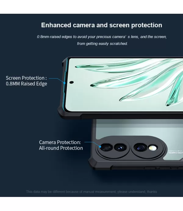 XUNDD prozirna silikonska maskica s crnim rubom za Honor 70 5G