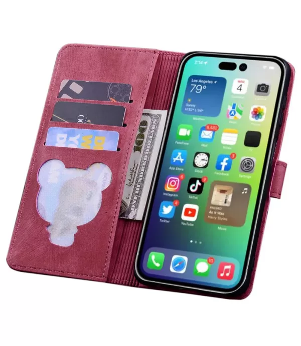 Maca i cvijeće dizajn preklopna zaštitna torbica iPhone 14 Pro Max