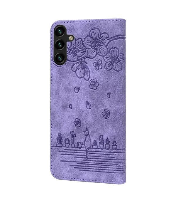 Maca i cvijeće dizajn preklopna zaštitna torbica Samsung Galaxy A14 5G