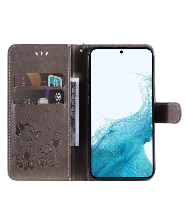 Maca i cvijeće dizajn preklopna zaštitna torbica Samsung Galaxy A54 5G