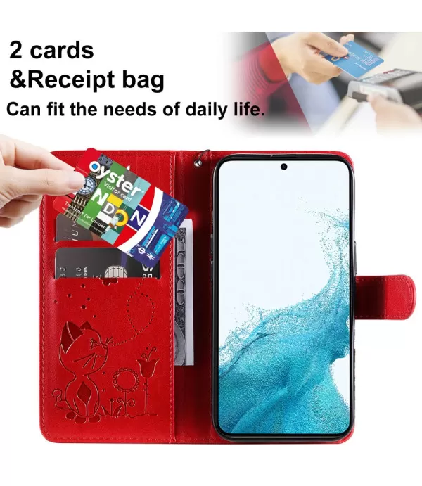 Maca i cvijeće dizajn preklopna zaštitna torbica Samsung Galaxy A54 5G