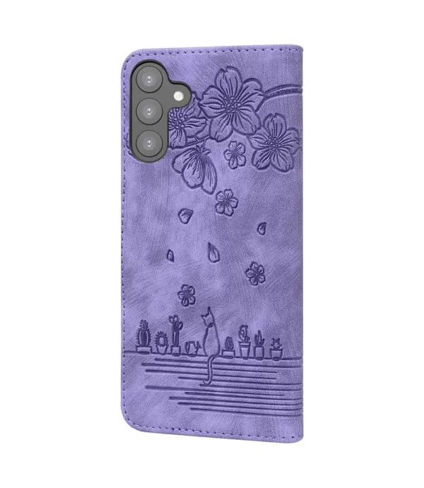 Maca i cvijeće dizajn preklopna zaštitna torbica Samsung Galaxy S23 5G