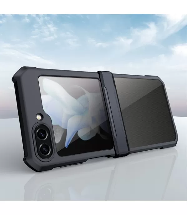 XUNDD Prozirna Silikonska Maskica s Crnim Rubom za Samsung Galaxy Z Flip5 5G