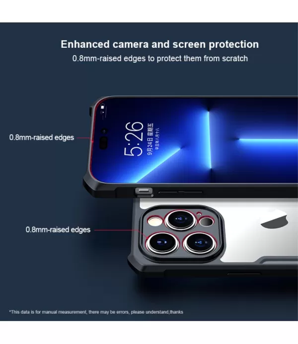 XUNDD prozirna silikonska maskica s crnim rubom za iPhone 15 Pro