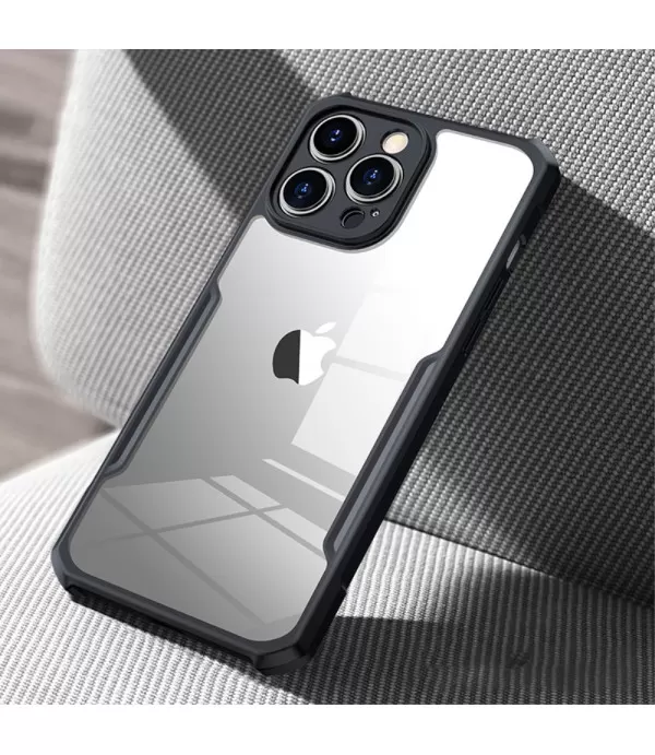 XUNDD prozirna silikonska maskica s crnim rubom za iPhone 15 Pro Max