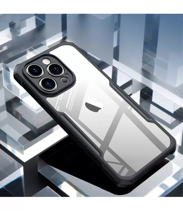 XUNDD prozirna silikonska maskica s crnim rubom za iPhone 15 Pro Max