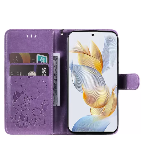  Maca i leptir dizajn preklopna torbica futrola za Honor 90 5G