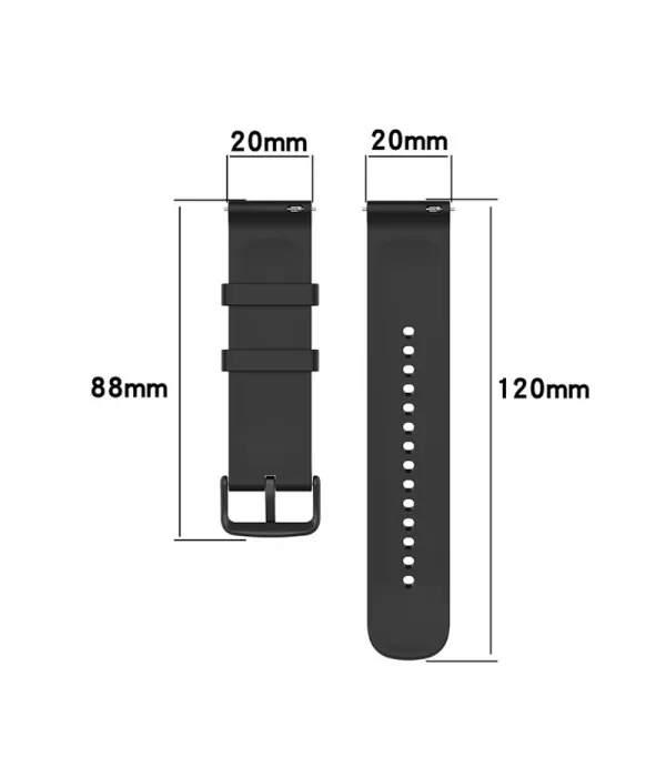 Mekani glatki silikonski remen za sat 20mm za Galaxy Watch, Garmin Forerunner 645 itd.