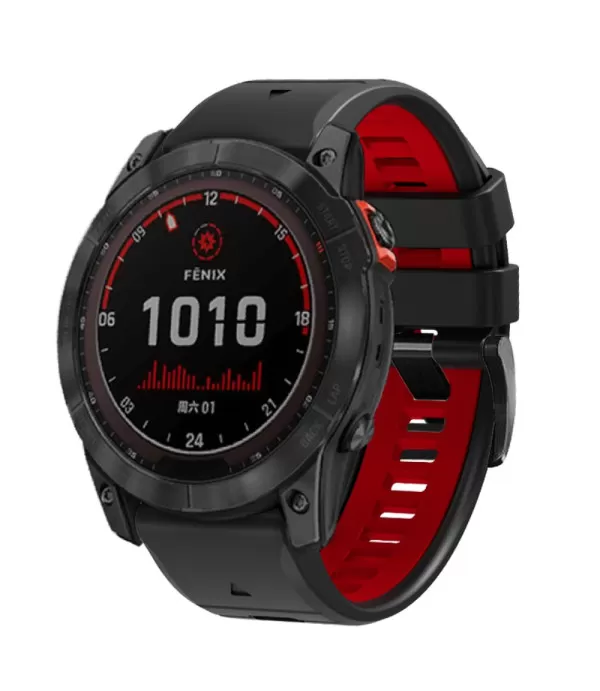 Dual Color silikonski remen s brzom kopčom sat Garmin Fenix 8 51mm, 7X, Fenix 6X, Fenix 5x 26mm