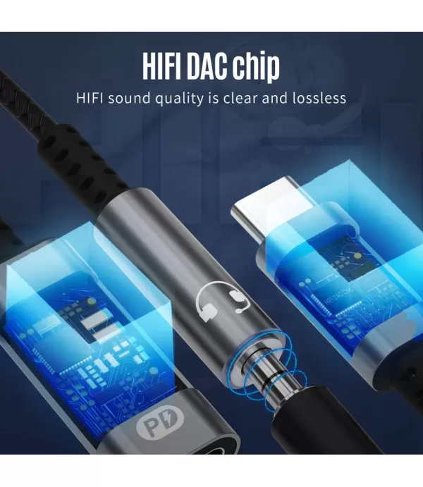  A15 USB tip C na 3,5 mm adapter za slušalice s DAC čipom + utor za punjenje