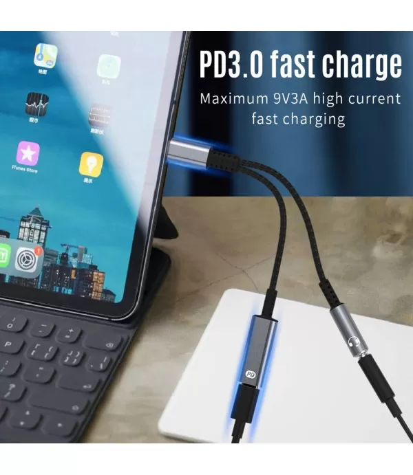  A15 USB tip C na 3,5 mm adapter za slušalice s DAC čipom + utor za punjenje