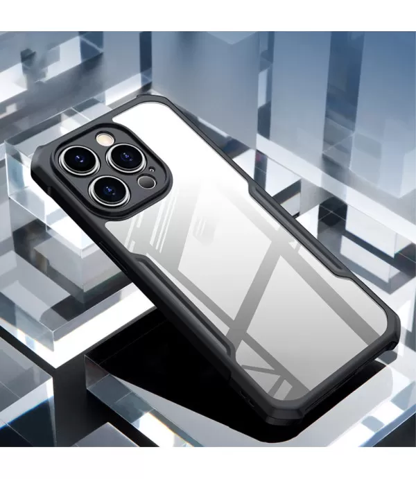 XUNDD prozirna silikonska maskica s crnim rubom za iPhone 15 Plus