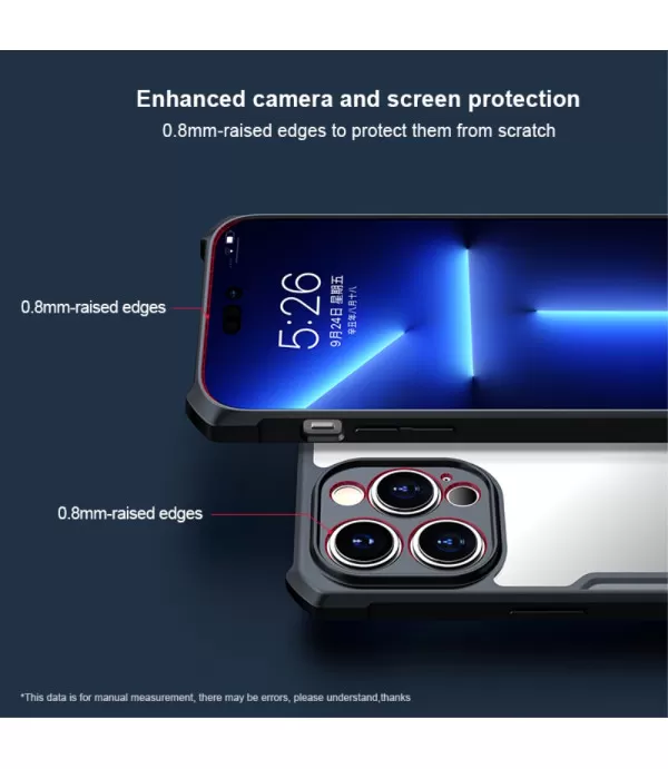 XUNDD prozirna silikonska maskica s crnim rubom za iPhone 15 Plus