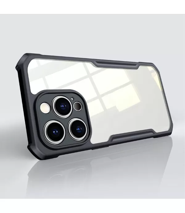 XUNDD prozirna silikonska maskica s crnim rubom za iPhone 15 Plus