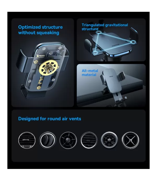 BASEUS Metal Age II Gravity nosač držač za okruglu auto ventilaciju