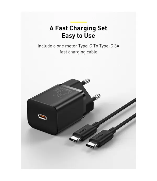 BASEUS Super Si brzi punjač 25W s podatkovnim kabelom Type-C na Type-C 1m