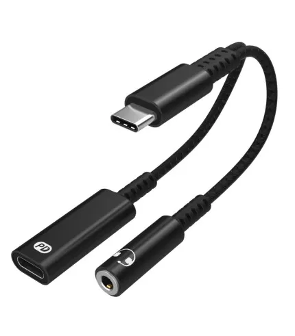 Audio adapter A15 Type C na 3,5 mm za slušalice s DAC čipom + utor za punjenje