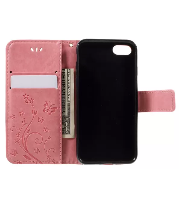 Preklopna torbica maskica s uzorkom leptira za iPhone SE / 8 / 7