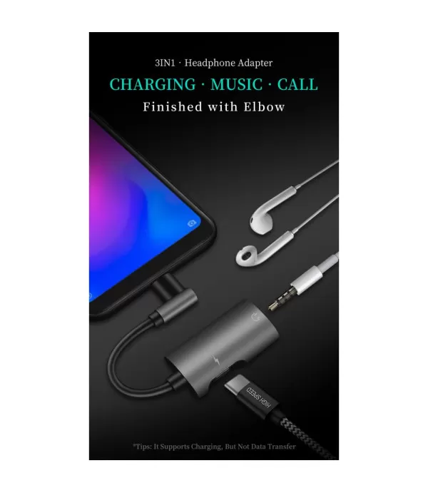 Audio adapter Type-C na  3.5mm + Type-C port za punjenje