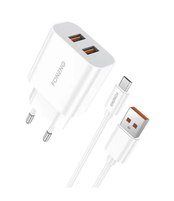 Brzi punjač Foneng EU45 2x USB + USB Micro kabel