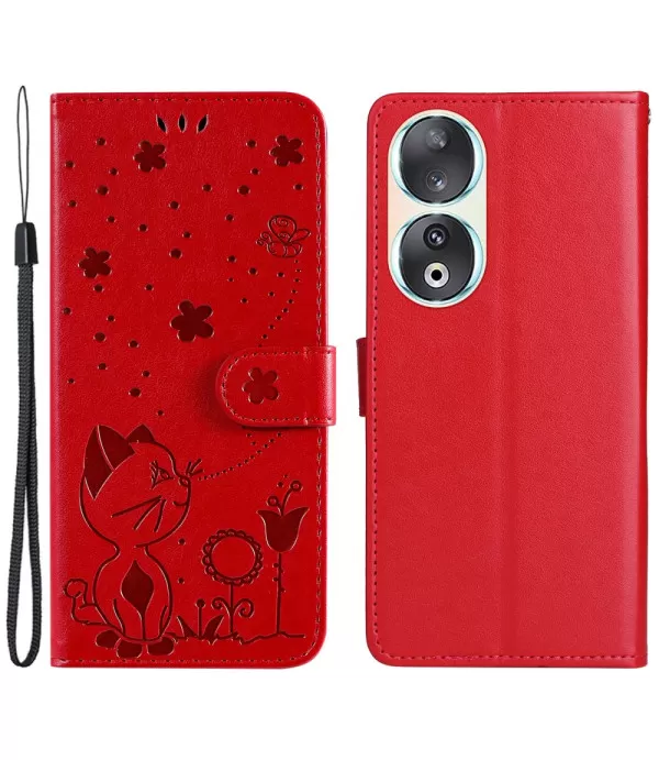  Maca i leptir dizajn preklopna torbica futrola za Honor 90 5G